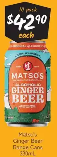 Cellarbrations Matso's Ginger Beer Range Cans offer