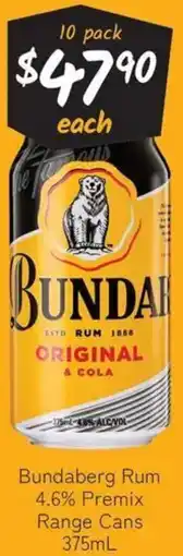 Cellarbrations Bundaberg Rum 4.6% Premix Range Cans offer
