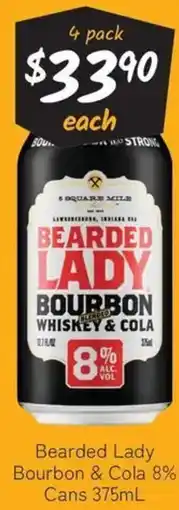Cellarbrations Bearded Lady Bourbon & Cola 8% Cans offer