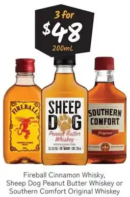 Cellarbrations Fireball Cinnamon Whisky, Sheep Dog Peanut Butter Whiskey or Southern Comfort Original Whiskey offer