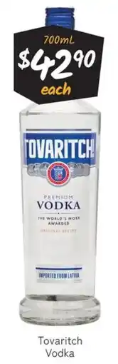 Cellarbrations Tovaritch Vodka offer