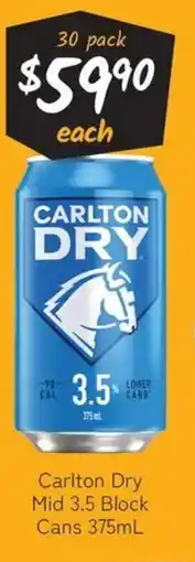 Cellarbrations Carlton Dry Mid 3.5 Block Cans offer