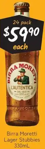 Cellarbrations Birra Moretti Lager Stubbies offer