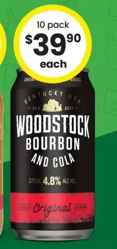 The Bottle O Woodstock & Cola 4.8% Premix offer