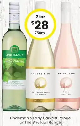 The Bottle O Lindeman's Early Harvest Range or The Shy Kiwi Range offer