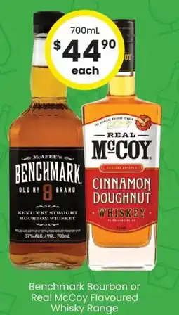 The Bottle O Benchmark Bourbon or Real McCoy Flavoured Whisky Range offer