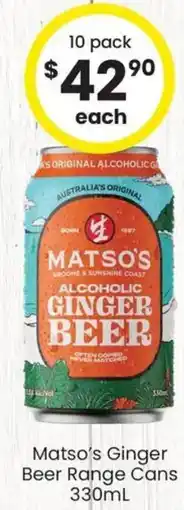The Bottle O Matso's Ginger Beer Range Cans offer