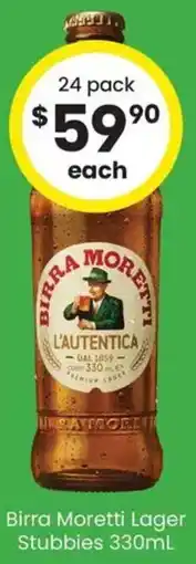 The Bottle O Birra Moretti Lager Stubbies offer