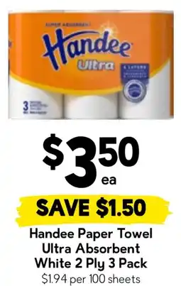 Drakes Handee Paper Towel Ultra Absorbent White offer