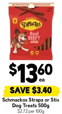 Drakes Schmackos Strapz or Stix Dog Treats offer