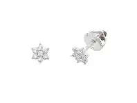 Children&#039;s Cubic Zirconia Flower Screw Back Earrings in Sterling Silver