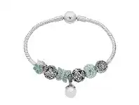 Bevilles Jewellery Sterling Silver Green Charms Bracelet offer