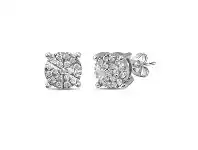 Bevilles Jewellery Martina Brilliant Illusion Earrings with 1/4ct of Diamonds in 9ct White Gold offer
