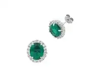 Bevilles Jewellery May Birthstone Sterling Silver Dark Green Cubic Zirconia Earrings offer