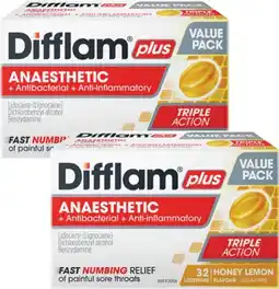 Discount Drug Stores Difflam Plus Anaesthetic Honey Lemon Flavour 32 Lozenges offer