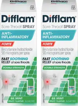 Discount Drug Stores Difflam Anti-Inflammatory Sore Throat Spray Forte Mint Flavour offer