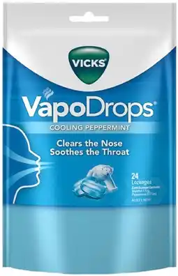 Discount Drug Stores Vicks VapoDrops Cooling Peppermint 24 Lozenges offer