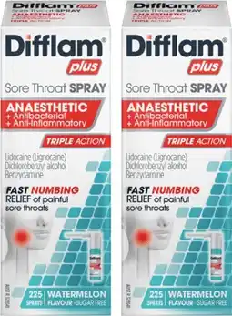 Discount Drug Stores Difflam Plus Anaesthetic Sore Throat Spray Watermelon Flavour offer
