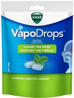 Discount Drug Stores Vicks VapoDrops Original Menthol 24 Lozenges offer