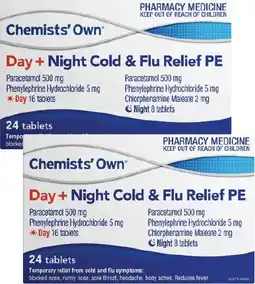 Discount Drug Stores Chemists' Own Day + Night Cold & Flu Relief PE 24 Tablets offer