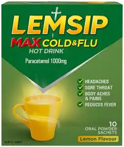 Discount Drug Stores Lemsip Max Cold & Flu Hot Drink Lemon Flavour 10 Sachets offer