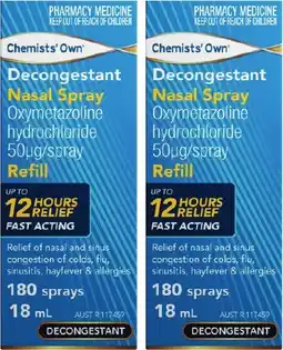 Discount Drug Stores Chemists' Own Decongestant Nasal Spray Refill offer