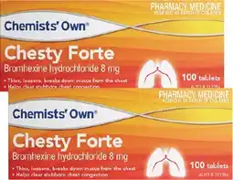 Discount Drug Stores Chemists' Own Chesty Forte 8mg 100 Tablets offer