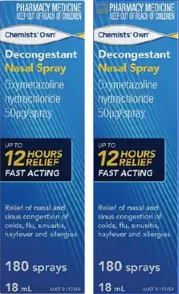 Discount Drug Stores Chemists' Own Decongestant Nasal Spray 180 Sprays offer