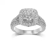 Bevilles Jewellery Martina Brilliant Halo Cluster Ring with 3/4ct of Diamonds in 9ct White Gold - Q offer
