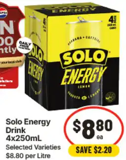IGA Solo Energy Drink offer