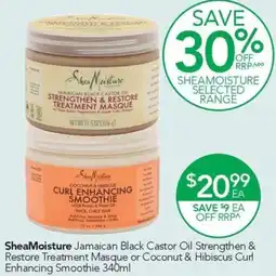 Terry White SheaMoisture Jamaican Black Castor Oil Strengthen & Restore Treatment Masque or Coconut & Hibiscus Curl Enhancing Smoothie offer