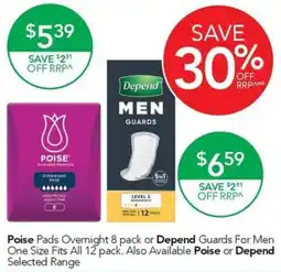 Terry White Poise Pads Overnight or Depend Guards For Men One Size Fits All offer