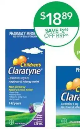 Terry White Claratyne Children's Hayfever & Allergy Relief Syrup 1-12 Years Grape Flavoured offer