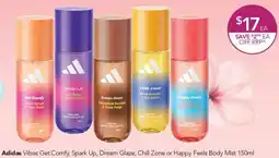 Terry White Adidas Vibes Get Comfy, Spark Up, Dream Glaze, Chill Zone or Happy Feels Body Mist offer