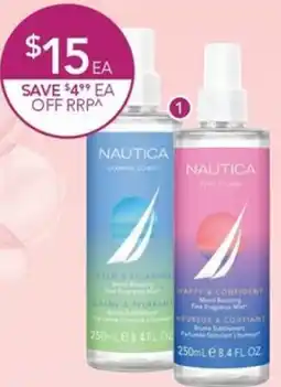 Terry White Nautica Jasmine Coast or Rose Island Fine Fragrance Mist offer