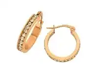 Bevilles Jewellery 20mm Rose Stainless Steel Channel Crystal Hoop Earrings offer