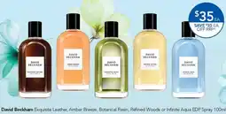 Terry White David Beckham Exquisite Leather, Amber Breeze, Botanical Resin, Refined Woods or Infinite Aqua EDP Spray offer