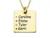 Bevilles Jewellery Personalised Square Necklace with Birthstones 9ct Yellow Gold offer