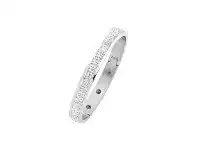 Bevilles Jewellery Stainless Steel Half Crystal Pave Hinge Bangle offer