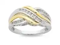 Bevilles Jewellery Sterling Silver + 9ct Yellow Gold Diamond Ring offer
