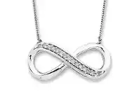 Bevilles Jewellery 9ct White Gold Infinity Necklace with Diamonds offer