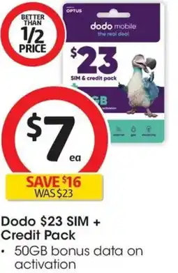 Coles Dodo $23 SIM + Credit Pack offer
