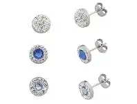 Bevilles Jewellery Stainless Steel 3x Set Swarovski Stone Earrings offer