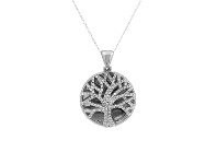 Sterling Silver Cubic Zirconia Tree of Life Necklace
