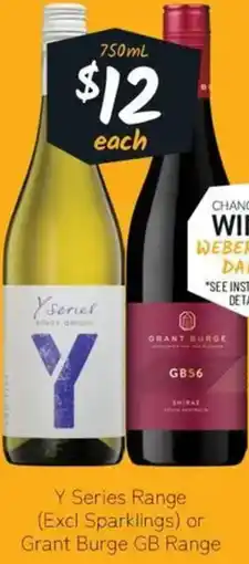 Cellarbrations Y Series Range or Grant Burge GB Range offer