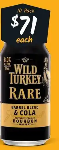 Cellarbrations Wild Turkey Rare & Cola 8% Premix Cans offer