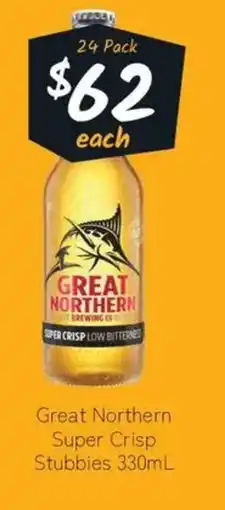 Cellarbrations Great Northern Super Crisp Stubbies offer