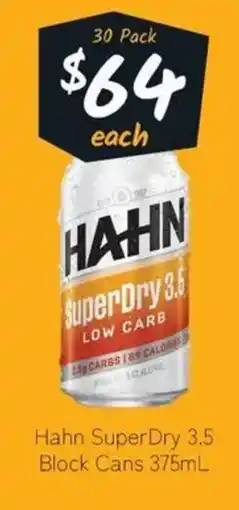 Cellarbrations Hahn SuperDry 3.5 Block Cans offer