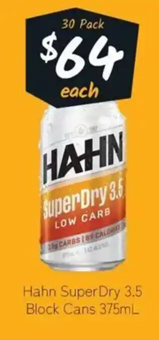 Cellarbrations Hahn SuperDry 3.5 Block Cans offer