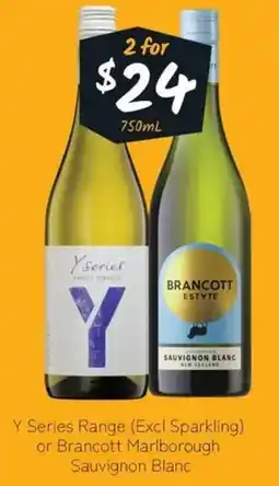 Cellarbrations Y Series Range (Excl Sparkling) or Brancott Marlborough Sauvignon Blanc offer